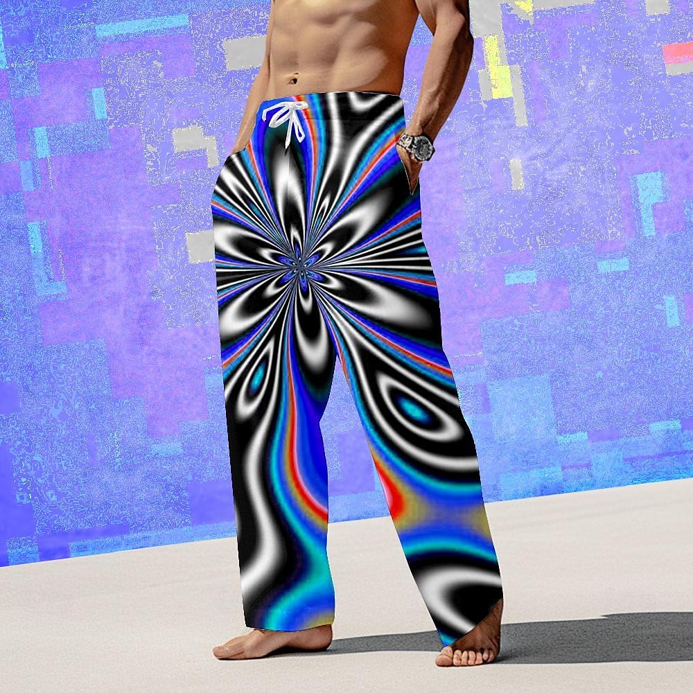 Men's Graphic Trousers Mid Waist Vacation Casual Summer Spring 3D Print Black Pink Blue 2025 - $25.99 –P4
