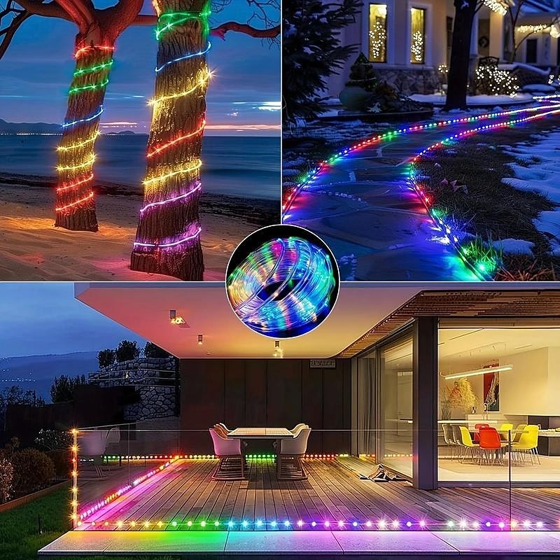 luzes de corda solares ao ar livre à prova d'água 164 pés 500led luzes de tubo com 2400mah tipo c temporizador de carregamento 8 modos reguláveis cintilação luz de corda de fada para jardim quintal de 2025 por $97.99 –P3