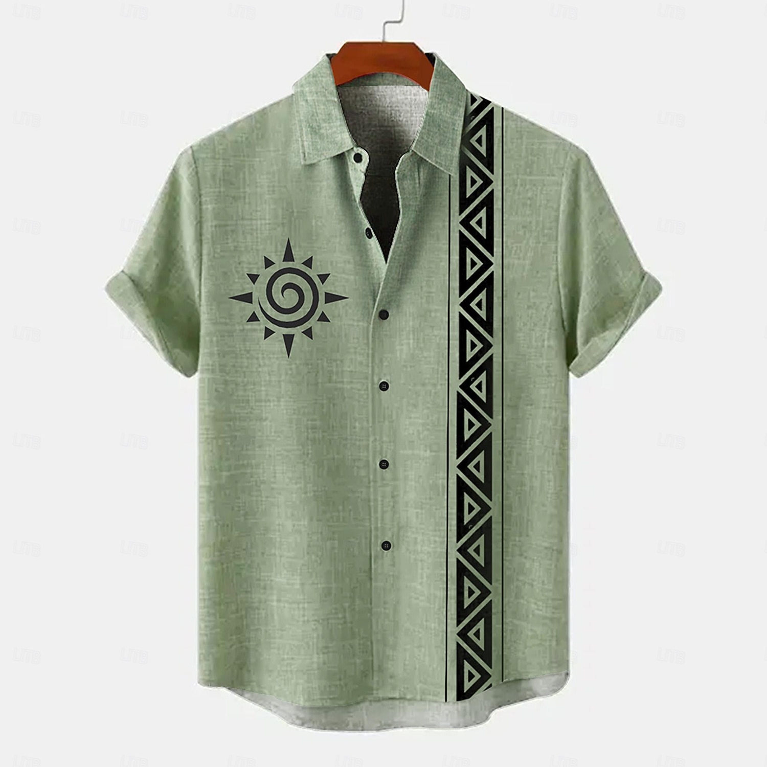 Per uomo Camicia di lino Camicia con Bottoni Camicie retrò Camicia vintage Camicia etnica Vacanza Abbigliamento quotidiano Giallo Verde Kaki Beige Manica Corta Camicie con Colletto Estate Primavera del 2026 a $11.99 –P9