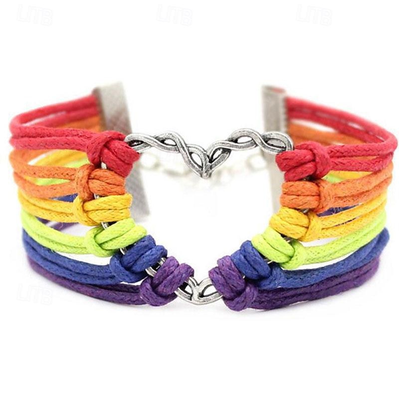 mês do orgulho diy retro metal amor arco-íris tecelagem pulseira e pulseira de joias de 2025 por $16.99 –P1