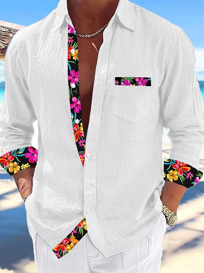 Per uomo Camicia camicia di lino Camicia estiva Abbigliamento mare Camicia con bottoni Liscio Da mare Curise Nero Bianco Rosa Blu Manica lunga Colletto Primavera estate Abbigliamento del 2025 a $26.99 –P5