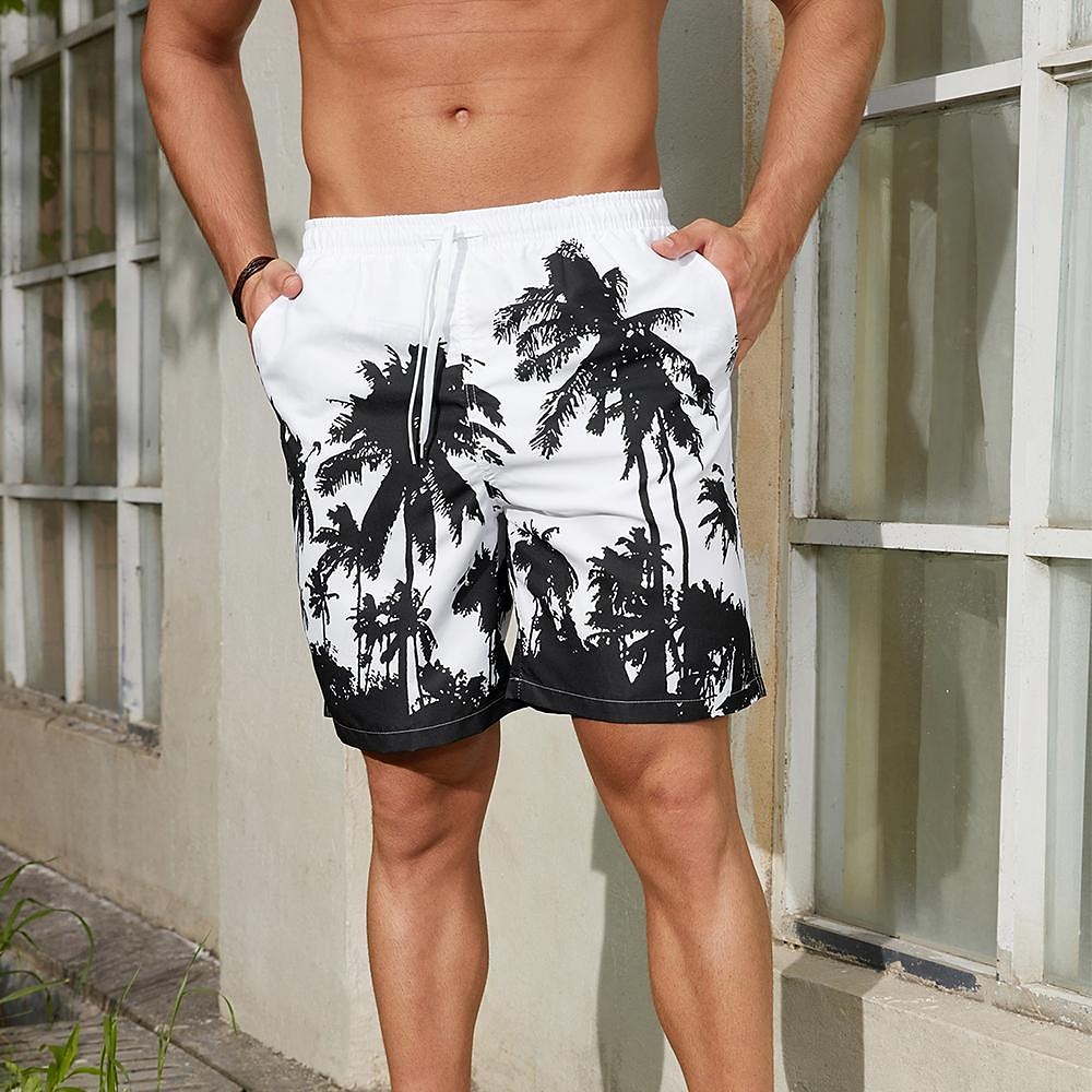 Men's Leaf Coconut Tree Plants Swim Shorts Board Shorts Swimming Trunks Mid Waist Fashion Streetwear Designer Casual Daily Holiday Pocket Drawstring Elastic Waist Designer Clothing Apparel 2025 - $17.99 –P3