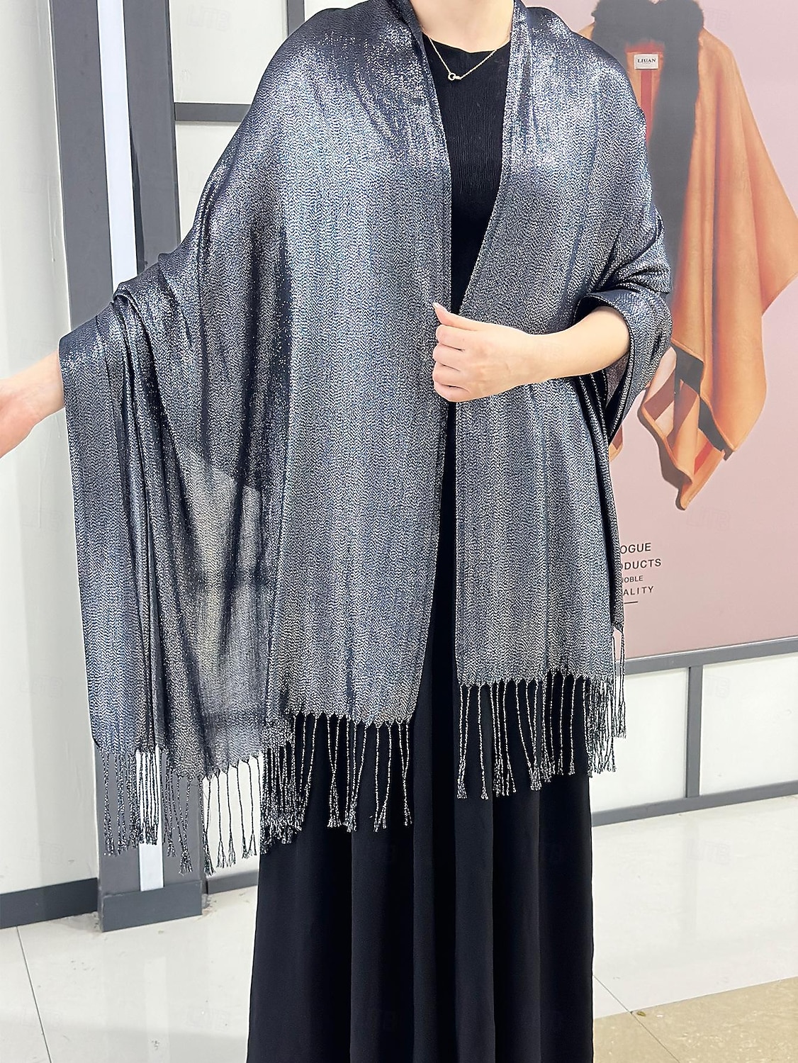 شالShawls مشد نسائي أنيق يلمع و يبرق بدون كم بوليستر لفات الزفاف مع لون نقي من أجل مناسب للحفلات للربيع والصيف 2025 - $16.99 –P18