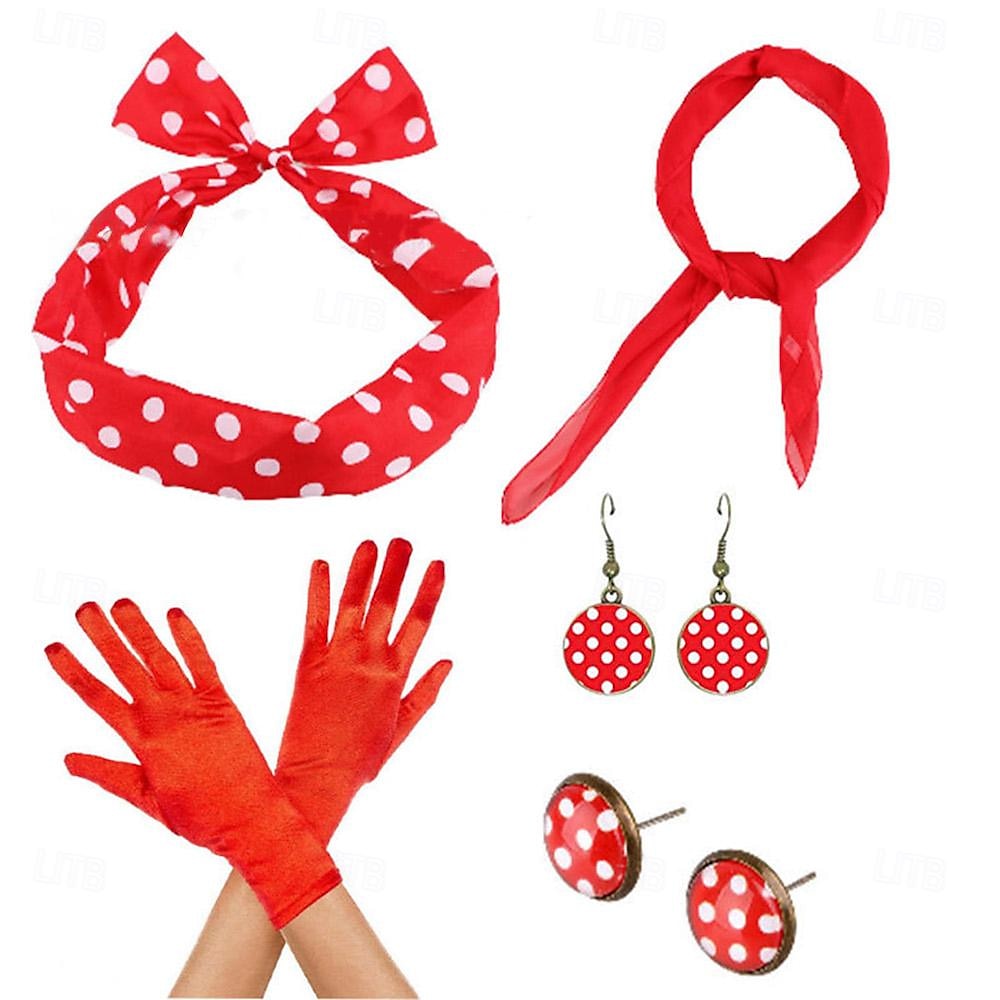 Винтажные платья в горошек наряды 1950-х годов набор аксессуаров ожерелье ободок наряд в горошек костюм для женщин на Хэллоуин маскарад выступление вечеринка на Хэллоуин вечерняя одежда серьги ободок 2026 - $19.49 –P5