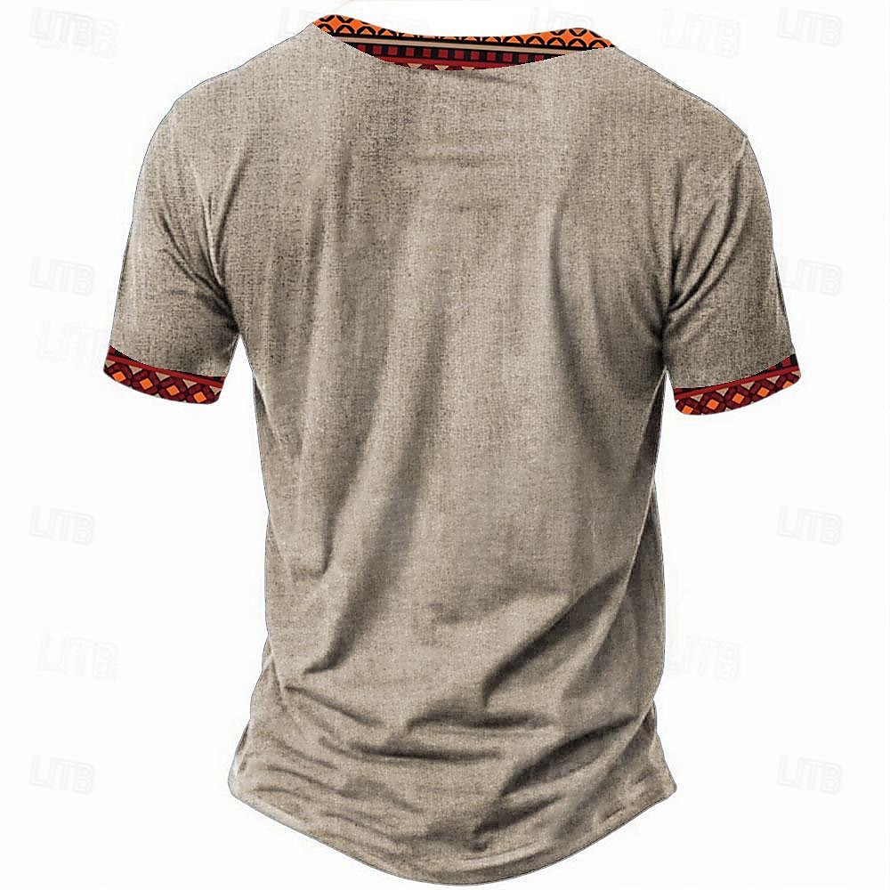 Hombre Tribal Impresión de pañuelo Camiseta Henley Shirt Manga Corta Impresión 3D Design Étnico Vacaciones Casual Diario Verano Primavera Gris brezo Caqui Negro Gris Henley Camiseta Henley 2025 - $20.99 –P2