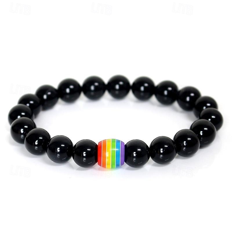 pulseira de arco-íris do orgulho pulseira gay pulseira de contas de pedra vulcão de 2025 por $17.99 –P9