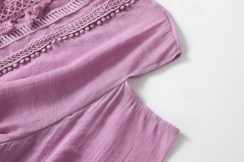 Pentru femei Rochie Mini Rochie de schimb Rochie Boho Vacanță Casual În aer liber Vacanță Zilnic Potrivire Largă Culoare pură Lungime Manșon 3/4 În V Alb Roz Îmbujorat Albastru piscină Mov Var 2025 - $42.99 –P5