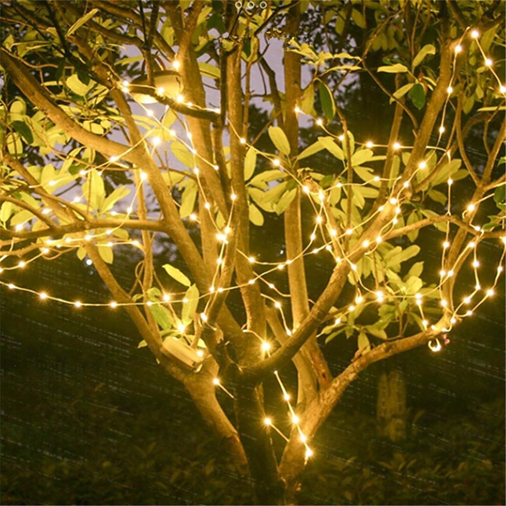 Chowane łańcuchy świetlne Solar Camping String Lights Zewnętrzne oświetlenie namiotu USB akumulator 33 stopy/10 m 100 diod LED do pieszych wędrówek na kempingu 2025 - $49.99 –P5