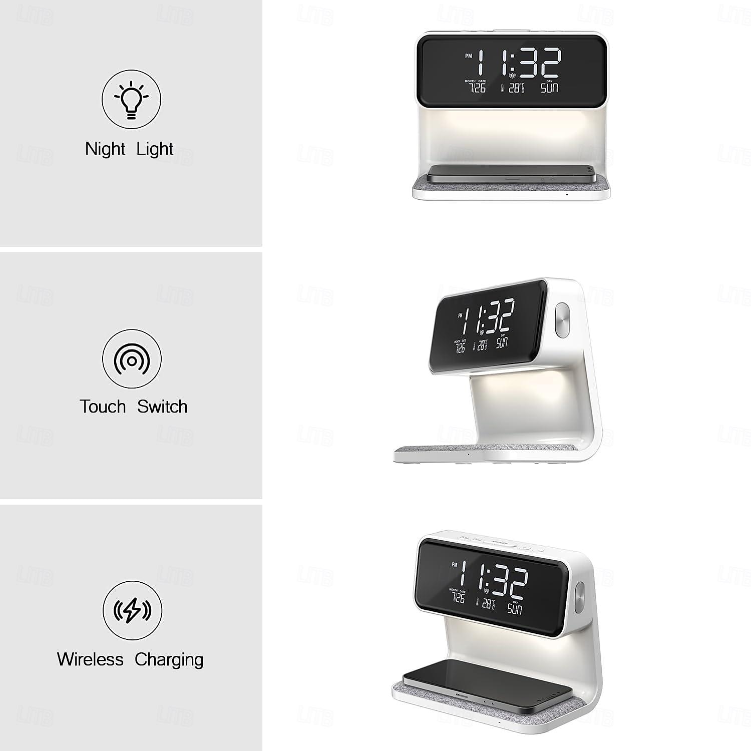 Alarm Clock with Wireless Charging Bedside Touch Lamp Alarm Clocks Bedrooms Night Light Dimmable LED Display Fast Wireless Charger Station with Room Thermometer Indoor 2025 - $57.99 –P2