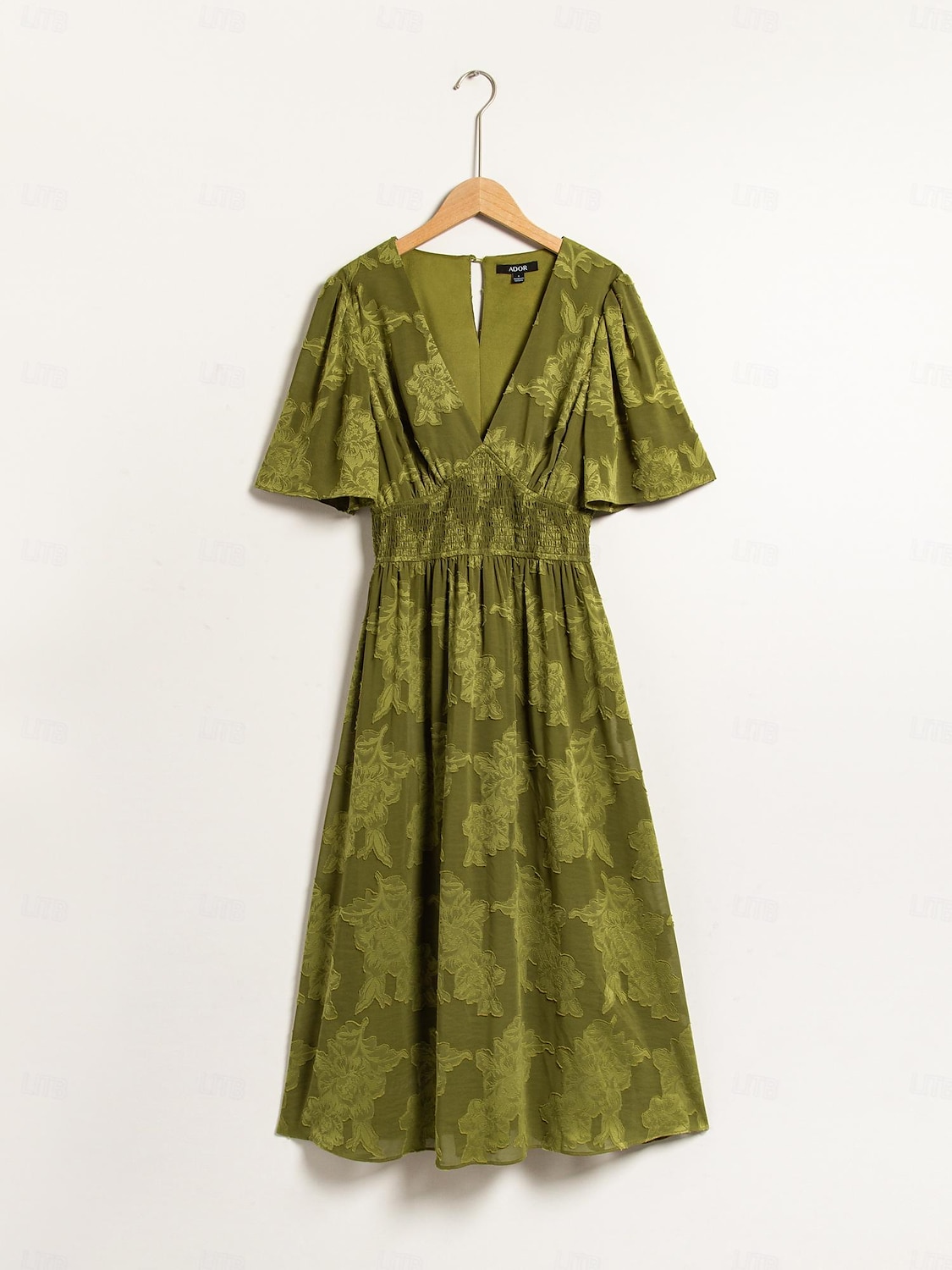 Mulheres Vestido elegante Verde Manga Curta Jacquard Jacquard Primavera Verão Decote V Vestido elegante Férias Encontro S M L de 2025 por $57.99 –P7