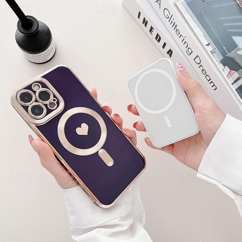 телефон Кейс для Назначение айфон 16 Айфон 15 Про Макс Плюс iPhone 14 13 12 11 Pro Max Plus Кейс на заднюю панель Поддержка беспроводной зарядки Защита от удара С сердцем ТПУ Покрытие 2025 - $14.99 –P12