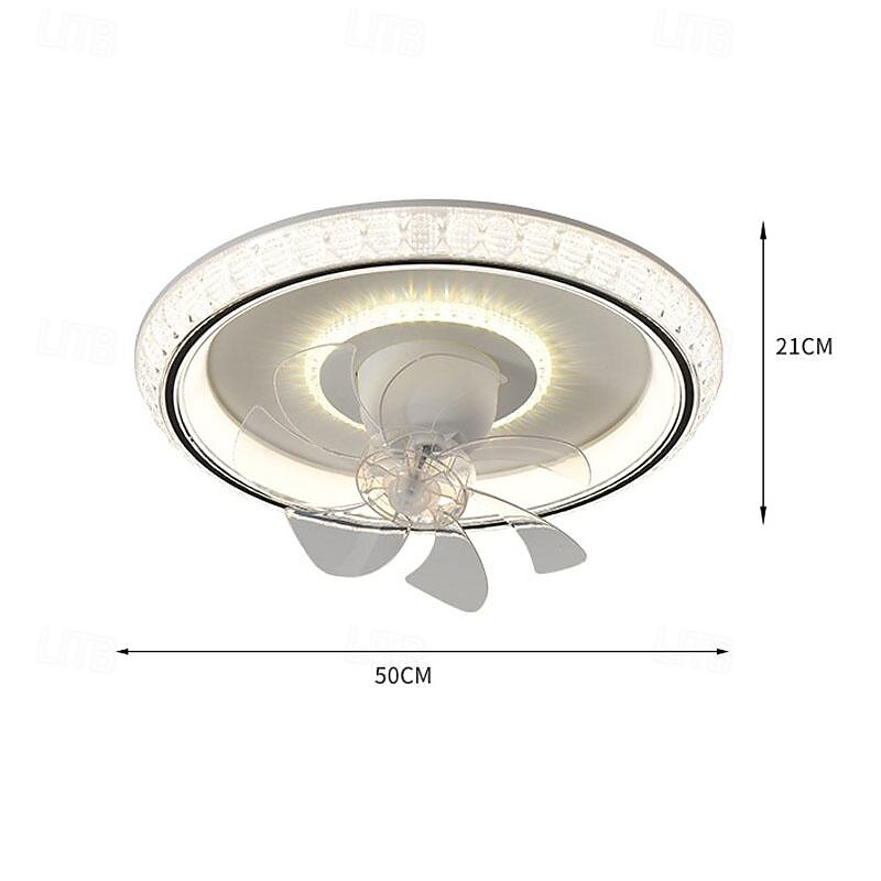 ventilateur de plafond LED globe suspendu au plafond sur table dimmable 1 lumière 50 cm conception unique 3 couleurs de lumière finitions peintes en acrylique style nordique moderne salle à manger de 2025 ? $385.49 –P1