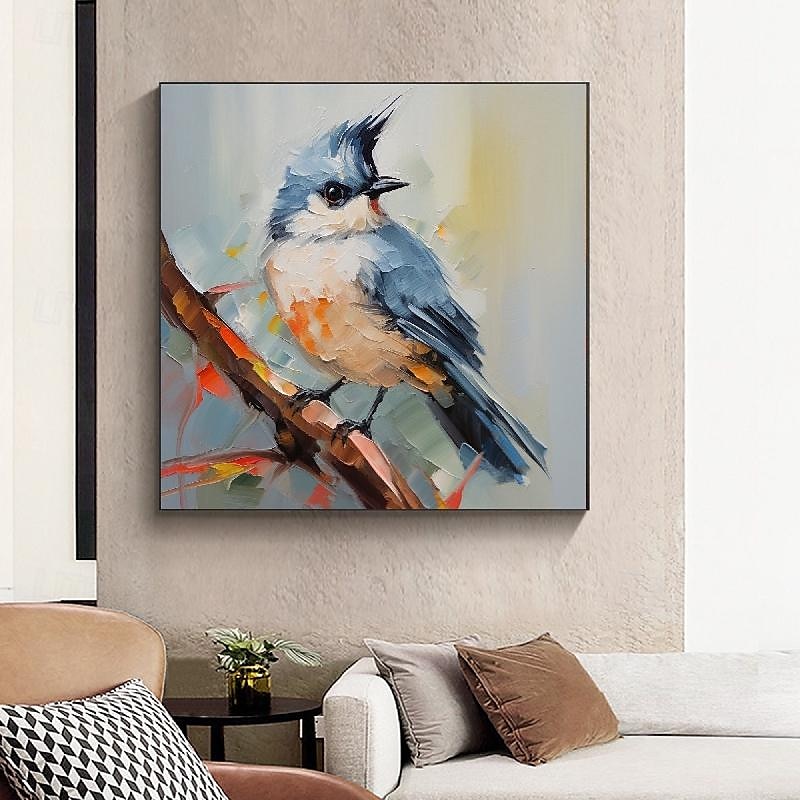 Handmade Abstract Deer Oil Painting on Canvas Textured Wall Art Animal Painting Textured Deer Painting Abstract Wall Art Textured Bird parrots oil painting for Wall Decor Gift 2025 - $108.99 –P7