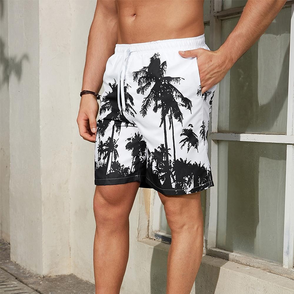 Men's Leaf Coconut Tree Plants Swim Shorts Board Shorts Swimming Trunks Mid Waist Fashion Streetwear Designer Casual Daily Holiday Pocket Drawstring Elastic Waist Designer Clothing Apparel 2025 - $17.99 –P2