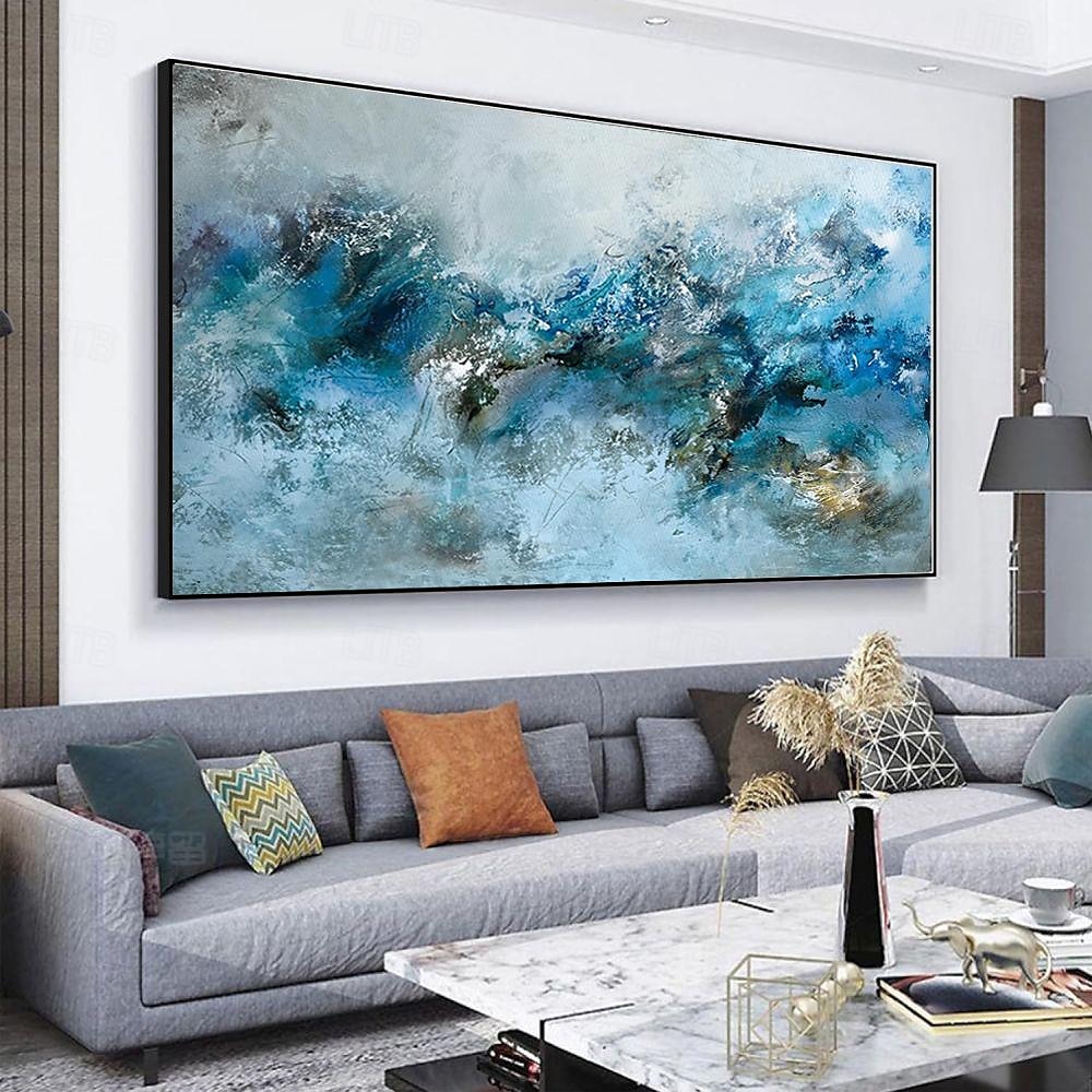 Handmade Oil Painting Canvas Wall Art Decoration  Modern Abstract Texture Blue Mountain Landscape for Home Living Room Decor Rolled Frameless Unstretched Painting 2025 - $54.99 –P3