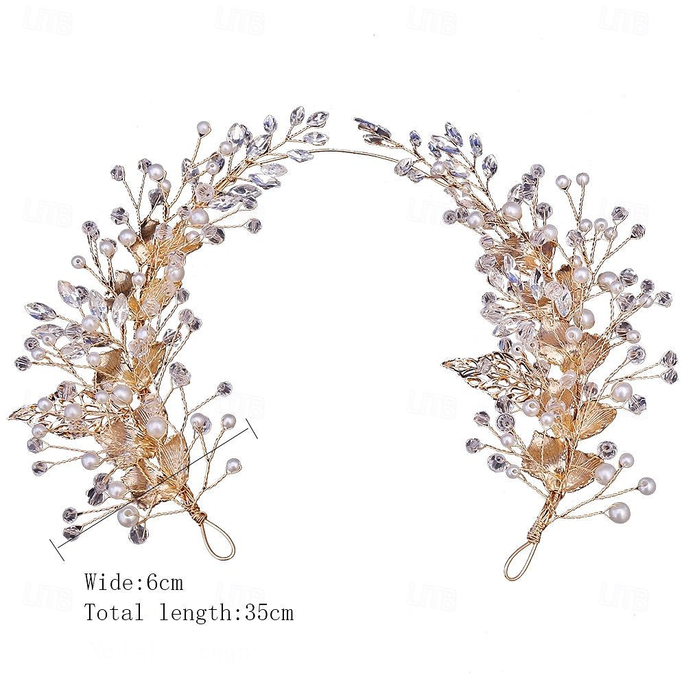 Crown Tiaras pannebånd Hodeplagg Strass Legering Bryllup cocktail Elegant Luksus Med Rhinsten Imiterte Perler Hodeplagg Hodeplagg 2025 - $14.99 –P5