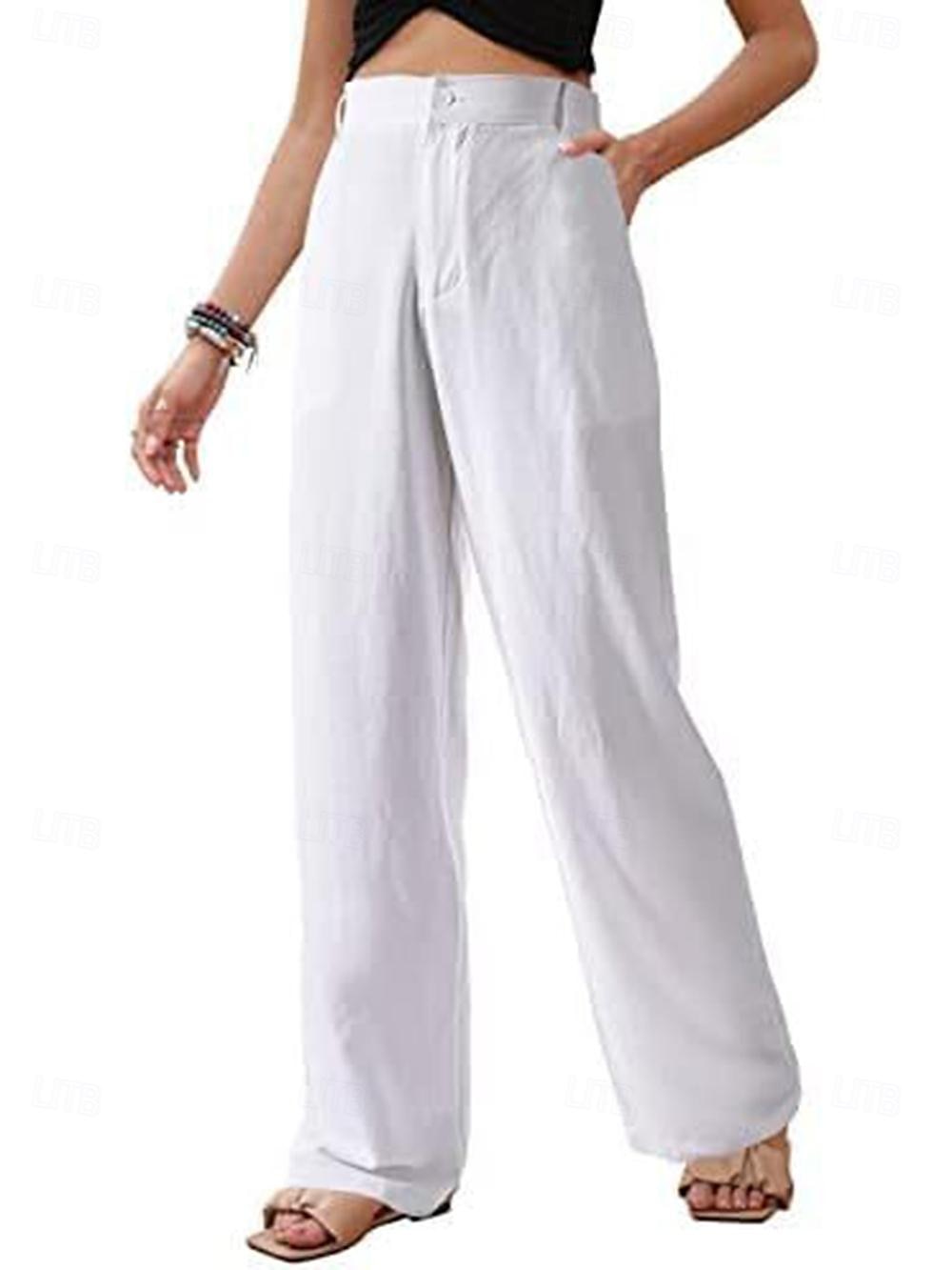 Femme Ample Pantalon Casual Quotidien Longue Plein Poches latérales Respirabilité Confortable Micro-élastique Fin de semaine Noir Blanche bleu marine Vert Printemps été Standard de 2025 ? $24.99 –P14