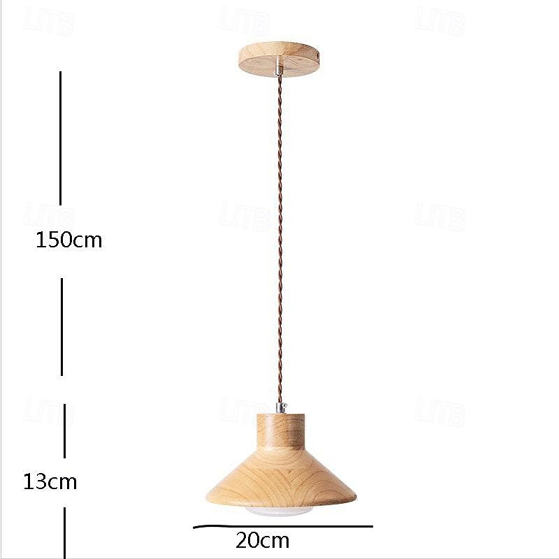LED pandantiv 20cm 1 lumină alb cald metal finisaje vopsit lemn bec inclus stil modern sufragerie dormitor pandantiv lanternă design 110-240v 2025 - $101.99 –P7