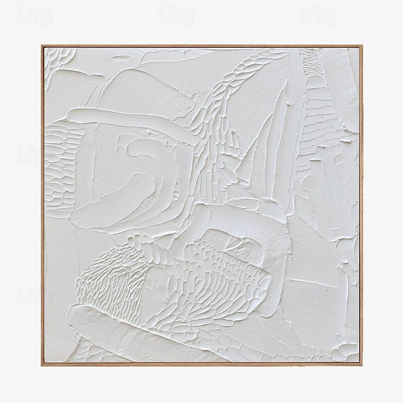 peint à la main 3d texturé blanc peinture abstraite sur toile 3d texturé art mural boho moderne toile art salon décor pattle couteau peinture à l'huile décor à la maison hôtel pièce d'art de 2025 ? $116.99 –P5