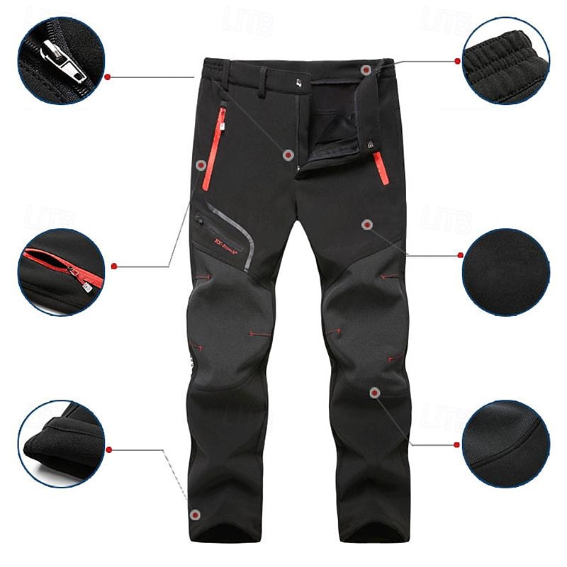 Men's Fleece Lined Pants Waterproof Hiking Pants Trousers Softshell Pants Winter Outdoor Thermal Warm Windproof Breathable Elastic Waist Fleece Bottoms Army Navy Grey Black Hunting Fishing Skiing 2025 - $34.99 –P6