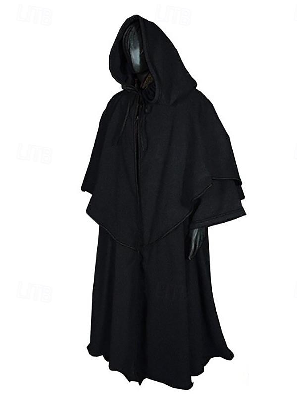 Retro Antiguo Punk y gótico Medieval capa con capucha Chales Feria del Renacimiento Ranger élfico Color sólido Hombre Mujer Vikingo Fantasía Víspera de Todos los Santos Carnaval Mascarada Fiesta 2025 - $41.99 –P5