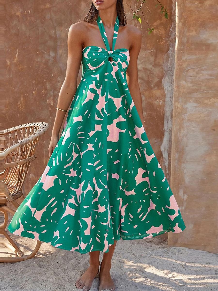 Femme robe longue Robe casual Robe Évasée Robe Trapèze Robe d'été mode Décontractées Vacances du quotidien Rendez-vous Standard Floral Feuille Sans Manches Dos nu Rouge Violet Orange Vert Eté de 2025 ? $46.99 –P11