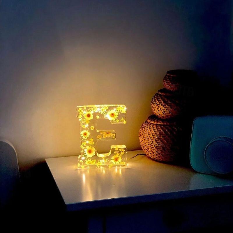 Floral Resin Night Light Letters Gift Illuminate Your Space Enchanting Glow of Floral Resin Night Light for Mother, Grandma,  Sisters Birthday 2025 - $22.99 –P8