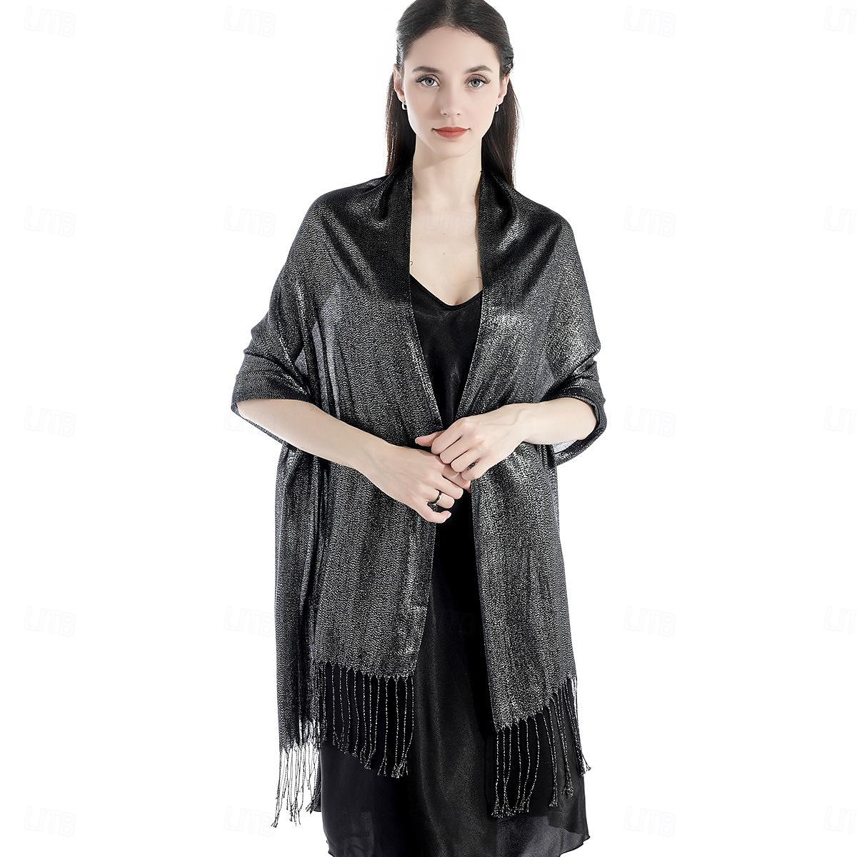 شالShawls مشد نسائي أنيق يلمع و يبرق بدون كم بوليستر لفات الزفاف مع لون نقي من أجل مناسب للحفلات للربيع والصيف 2025 - $16.99 –P6
