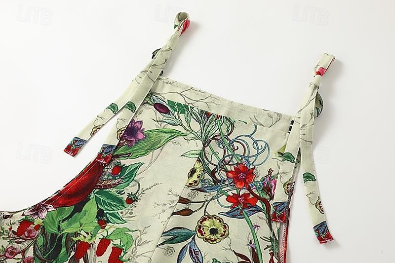 Women's Overall Utility Print Floral Crew Neck Trug Life Streetwear Daily Vacation Loose Fit Sleeveless White Pink Red S M L Summer Fall 2025 - $25.99 –P3