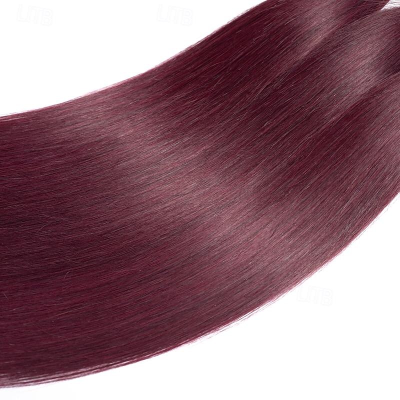 vin rouge # 99j remy cheveux humains tisser 12-30 pouces de long soyeux droite non transformés vierges brésiliens extensions de trame de cheveux pour les femmes 3pcs de 2025 ? $132.99 –P9