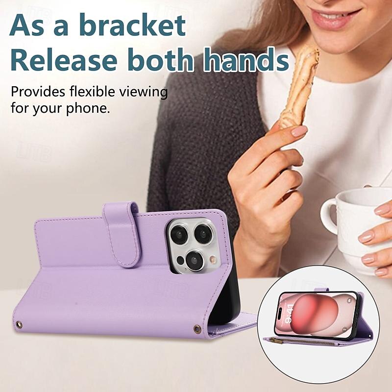 Phone Case For iPhone 16 iPhone 15 Pro Max Plus iPhone 14 13 12 11 Pro Max Plus Mini SE Back Cover with Stand Holder Magnetic Zipper Retro TPU PU Leather 2025 - $20.99 –P6