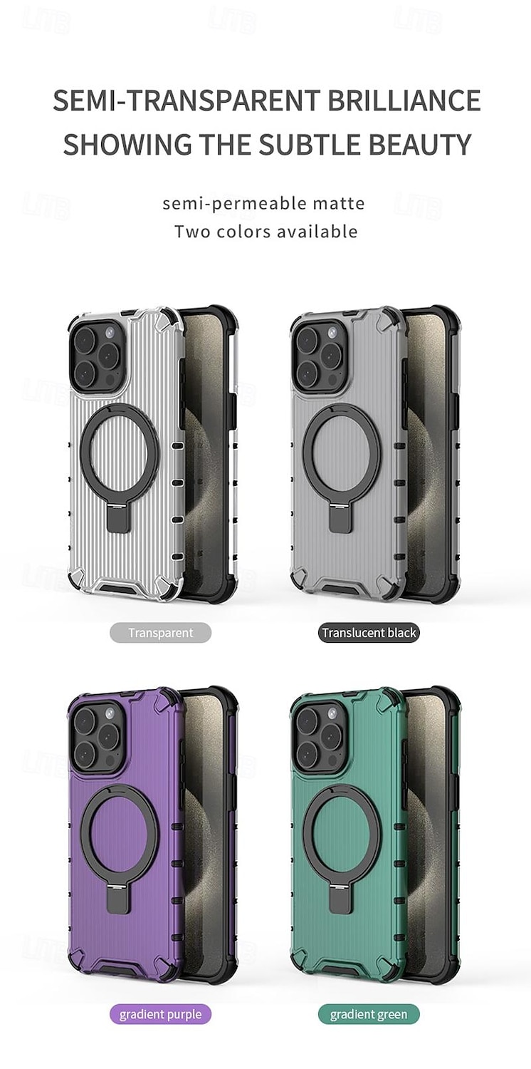 Phone Case For iPhone 16 iPhone 15 Pro Max Plus iPhone 14 13 12 11 Pro Max Plus Back Cover with Stand Holder Support Wireless Charging Shockproof TPU PC 2025 - $18.99 –P14