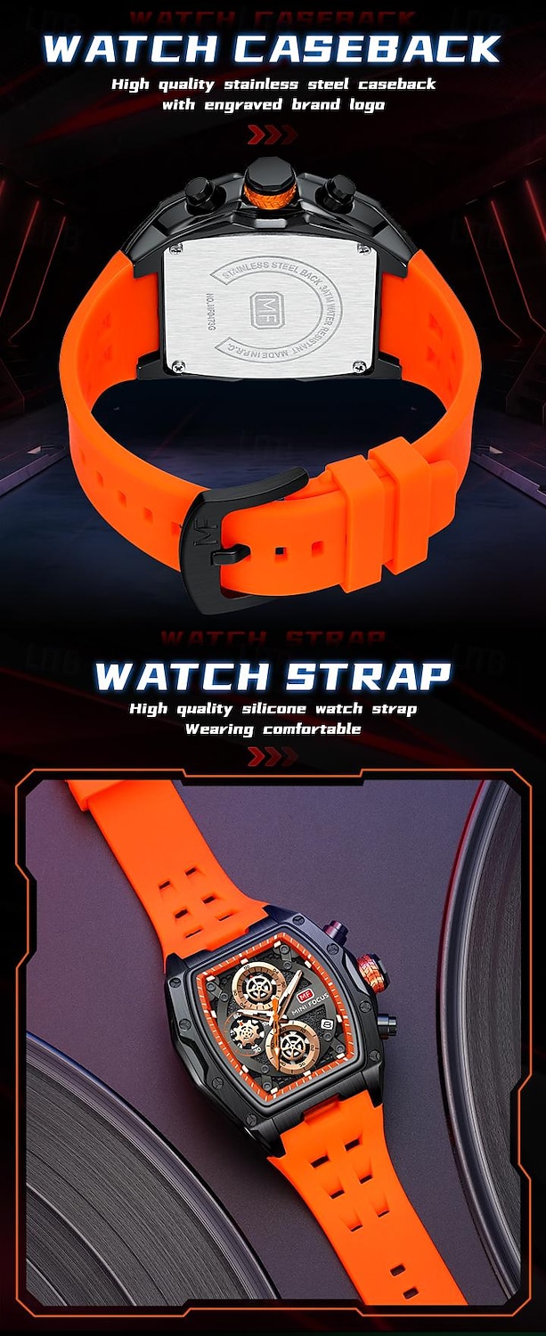 MINI FOCUS Men Quartz Watch Outdoor Fashion Casual Wristwatch Luminous Calendar Waterproof Decoration Silicone Gel Watch 2025 - $35.99 –P8