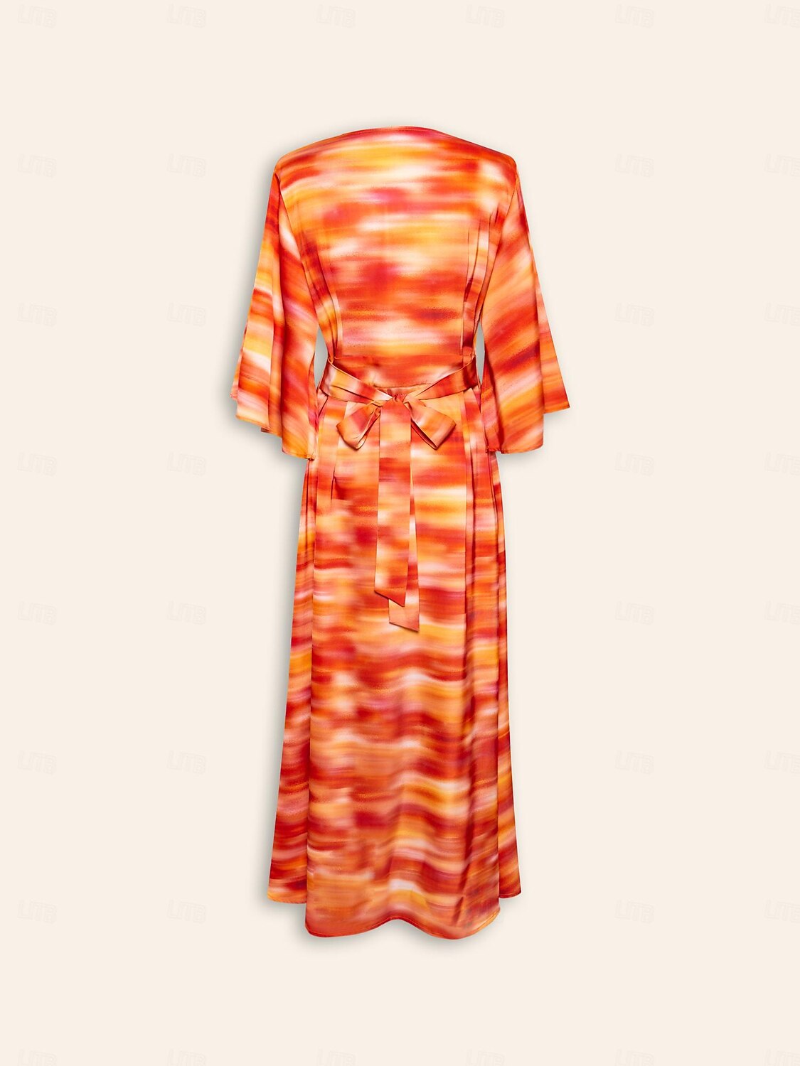 2025年 女性用 ヘムマキシ マキシドレス ルビーレッド ハーフスリーブ シェーディング プリント 夏 Ｖネック ドレス バケーション S M L  コレクション – $103.99 –P10