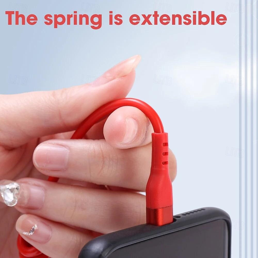 5A Type C Data Cable Spring Telescopic Fast Charging Cord Car USB C Charge Cord for Android Phone Accessories for Xiaomi Samsung 2025 - $11.99 –P9