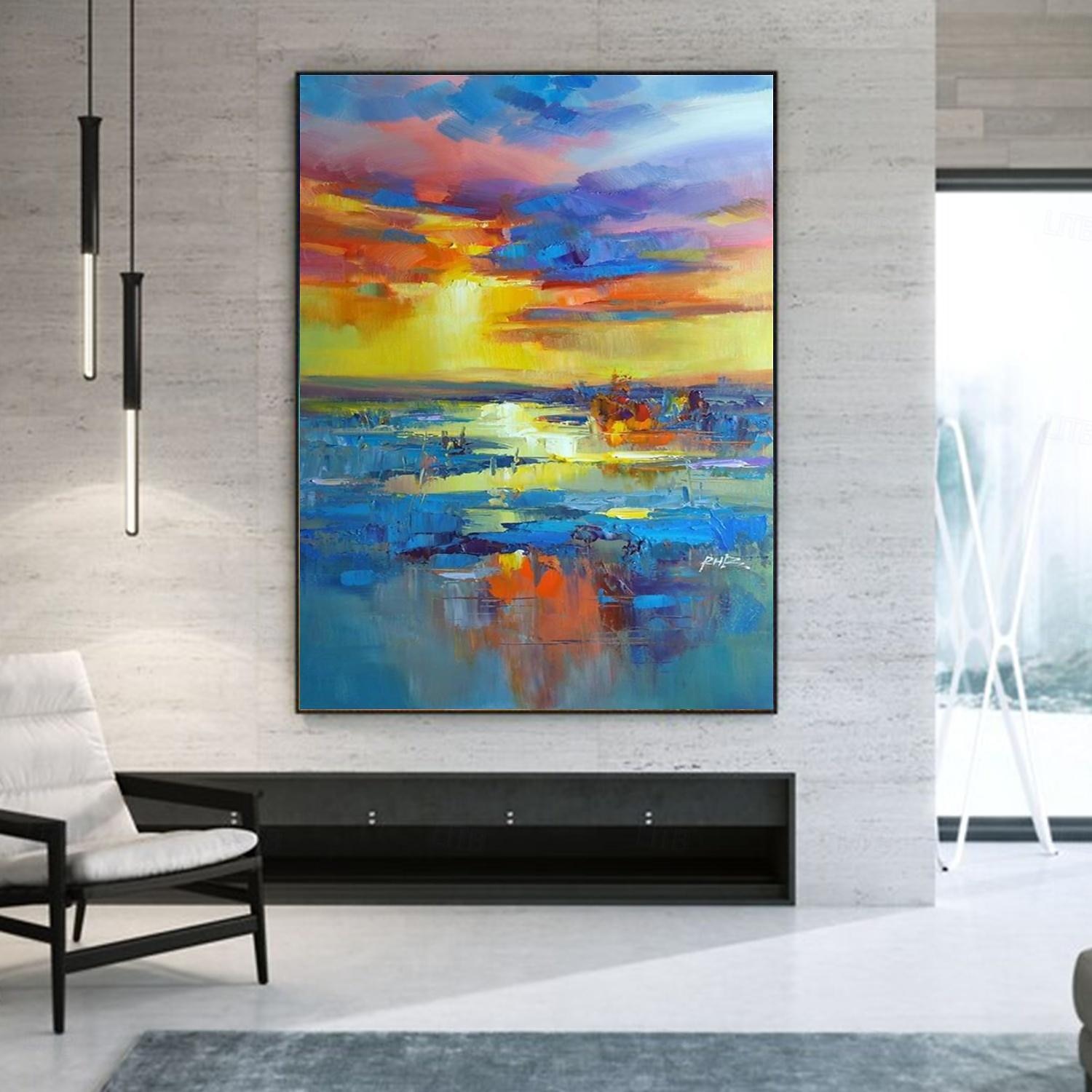 pittura a olio fatta a manotela decorazione di arte della paretepittura astratta coltellopaesaggio gialloper la decorazione domestica arrotolata senza cornice pittura non stirata del 2025 a $108.99 –P3