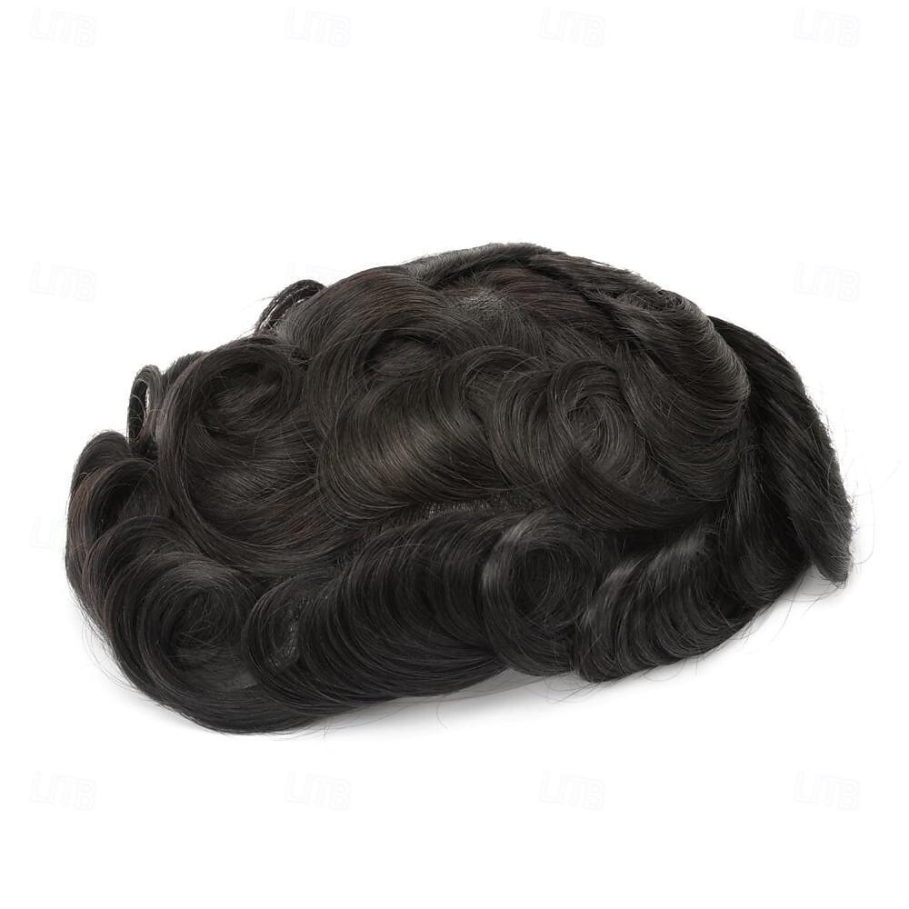 Peruca de 6 polegadas para homens, pele ultrafina, 8x10 polegadas, cabelo humano, densidade de luz preta natural, sistemas de substituição de peruca masculina 8x10 de 2026 por $219.79 –P3