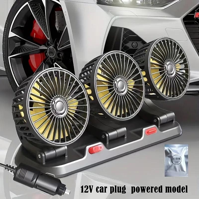 Тройной 12V/24V USB автомобильный вентилятор - мощное охлаждение и циркуляция воздуха для комфорта в автомобиле на длинных поездках 2025 - $35.99 –P9