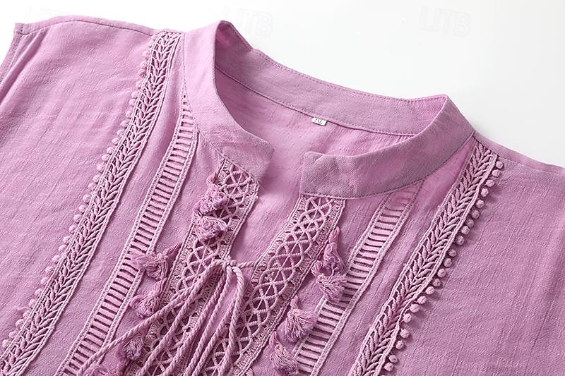 Pentru femei Rochie Mini Rochie de schimb Rochie Boho Vacanță Casual În aer liber Vacanță Zilnic Potrivire Largă Culoare pură Lungime Manșon 3/4 În V Alb Roz Îmbujorat Albastru piscină Mov Var 2025 - $42.99 –P3