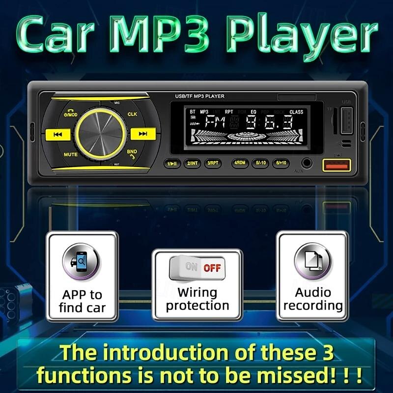 2025年 カーシステム シングル MP3 プレーヤー 内蔵 USB 1.5A 充電カード リーダー AUX FM ラジオ 音声アシスタント オートステレオ  コレクション – $35.99 –P5