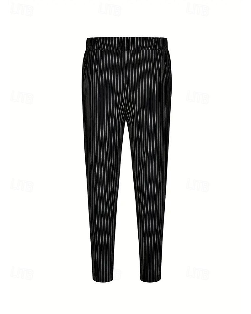 Homens Calças Calça verão Calça casual Bolsos Com Cordão Cintura elástica Listra Conforto Trabalho O negócio Diário Moda Estilo Clássico Preto Azul Real Micro-Elástica de 2025 por $25.99 –P8