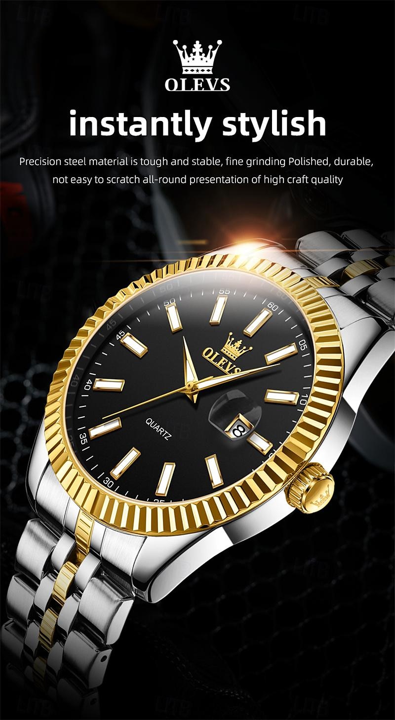 Olevs Horloges Luminous Kalender Mode Trend Leven Reizen Quartz Horloge Eenvoudige Vrijetijd Waterdichte Sporten Herenhorloge 2025 - $27.99 –P1