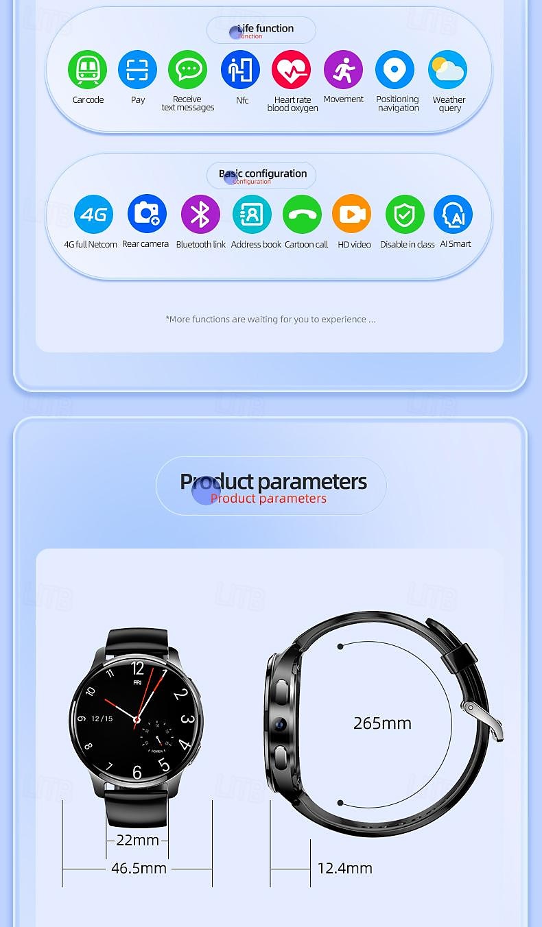 iMosi P68 Smart Watch 1.51 inch 4G LTE Cellular Smartwatch Phone 4G Pedometer Call Reminder Heart Rate Monitor Compatible with Smartphone Men GPS Hands-Free Calls Waterproof IP 67 46mm Watch Case 2025 - $142.19 –P19