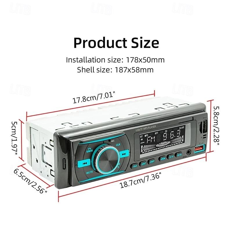 2025年 カーシステム シングル MP3 プレーヤー 内蔵 USB 1.5A 充電カード リーダー AUX FM ラジオ 音声アシスタント オートステレオ  コレクション – $35.99 –P6