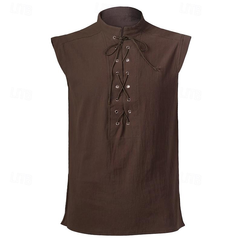 Medieval Renascentist secolul al 17-lea Cămașă Tunică Cavaler Viching Cavaler celtic Ranger elfică Cordon Culoare solidă Costume de fancy Bărbați Pirat Halloween Carnaval Casual Purtare Zilnic 2026 - $27.99 –P19