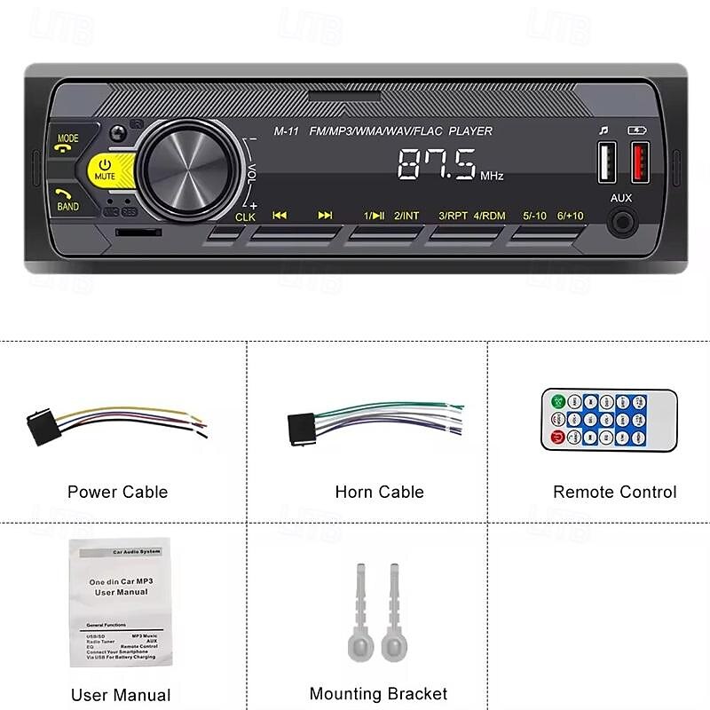 Single spindle 12V car/car MP3 player Bluetooth hands-free stereo sound effect USB flash drive card insertion and reception all-in-one machine 2025 - $35.99 –P3