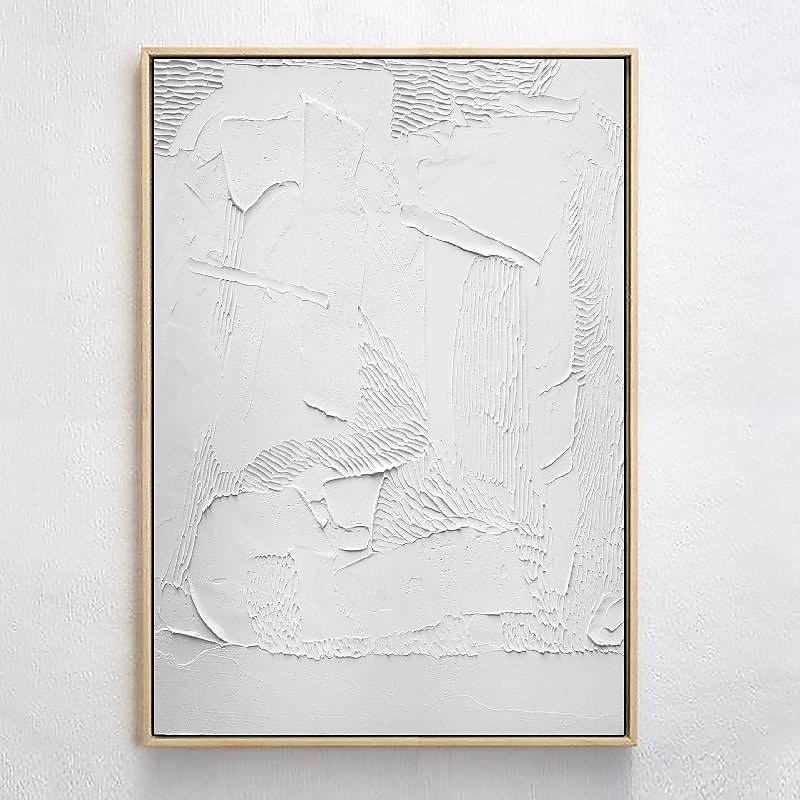 peint à la main 3d texturé blanc peinture abstraite sur toile 3d texturé art mural boho moderne toile art salon décor pattle couteau peinture à l'huile décor à la maison hôtel pièce d'art de 2025 ? $116.99 –P18