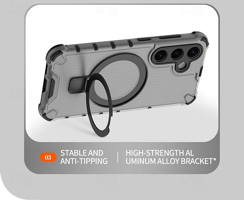 Phone Case For Samsung Galaxy S24 Ultra Plus S23 Ultra Plus A55 A35 A25 A15 5G A54 A34 A14 A13 S25 Ultra Back Cover with Stand Holder Support Wireless Charging Shockproof TPU PC 2025 - $18.99 –P5