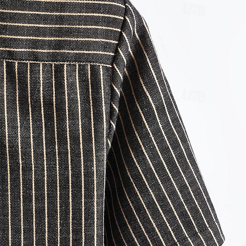 Per uomo Camicia Camicia Estiva Camicia casual Camicia da Spiaggia Camicia con Bottoni Camicie a righe Nero Manica Corta A righe Collo ripiegato Vacanza Camicia hawaiana Abbigliamento Poliestere Moda del 2025 a $21.99 –P4