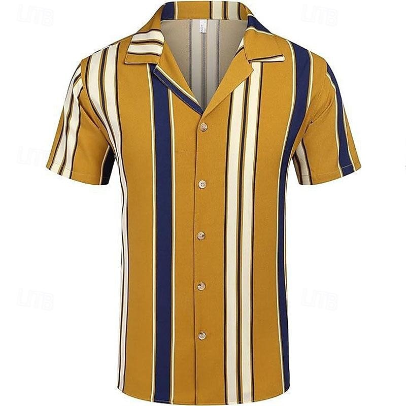 Hombre Camisa Camisa de verano Camisa casual Camisa de playa Abotonar la camisa Camisas de rayas Azul Piscina Verde Trébol Chocolate Café Manga Corta Rayas cuello de campamento Vacaciones Hawaiano 2025 - $15.49 –P9